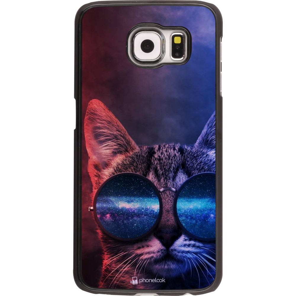 Hülle Samsung Galaxy S6 - Red Blue Cat Glasses