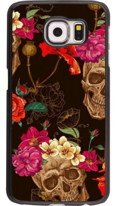 Coque Samsung Galaxy S6 - Skulls and flowers