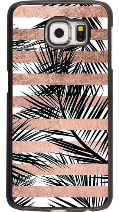 Hülle Samsung Galaxy S6 edge - Palm trees gold stripes