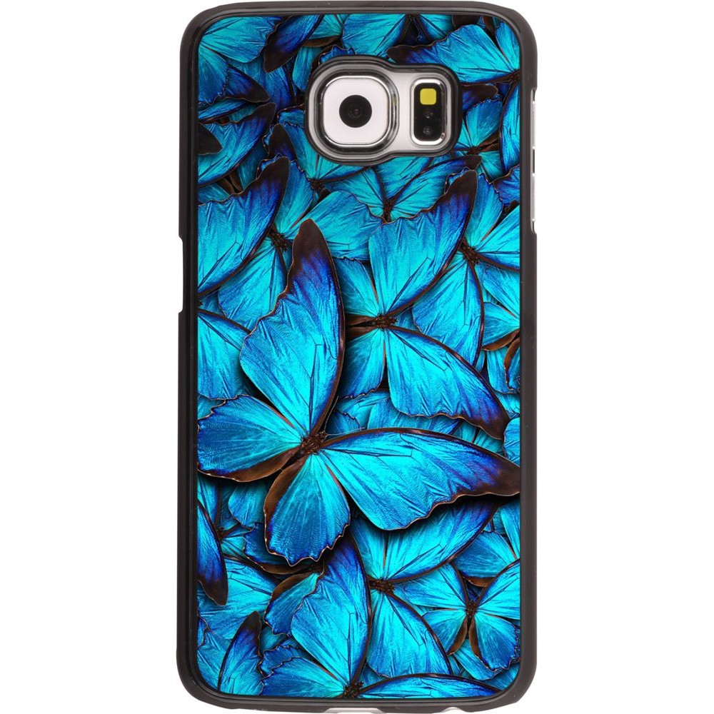 Coque Samsung Galaxy S6 edge - Papillon - Bleu
