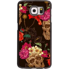 Hülle Samsung Galaxy S6 edge - Skulls and flowers