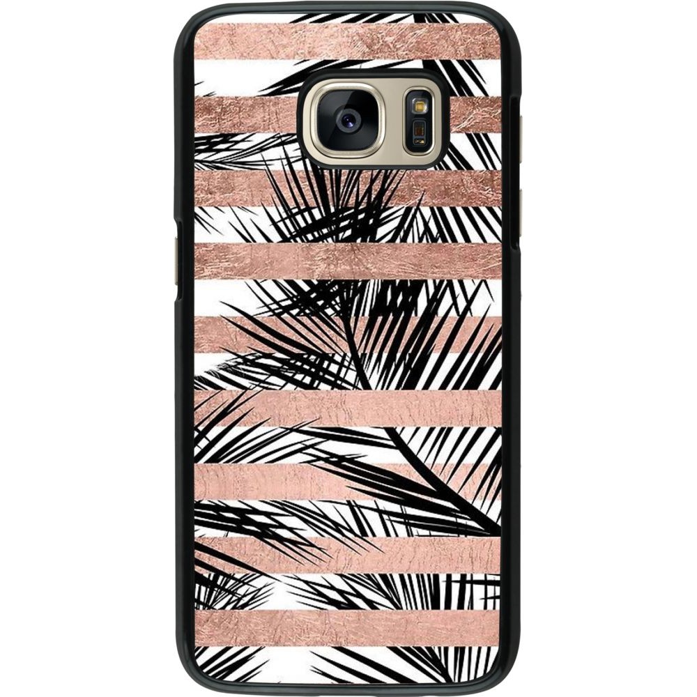 Coque Samsung Galaxy S7 - Palm trees gold stripes