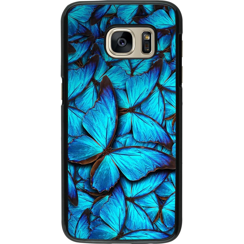 Coque Samsung Galaxy S7 - Papillon - Bleu