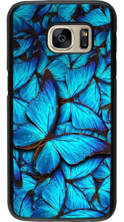 Coque Samsung Galaxy S7 - Papillon - Bleu