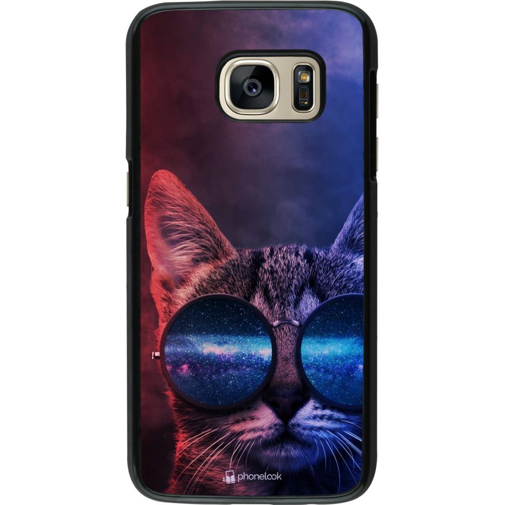 Hülle Samsung Galaxy S7 - Red Blue Cat Glasses