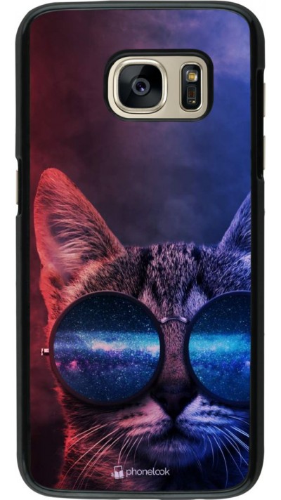 Coque Samsung Galaxy S7 - Red Blue Cat Glasses