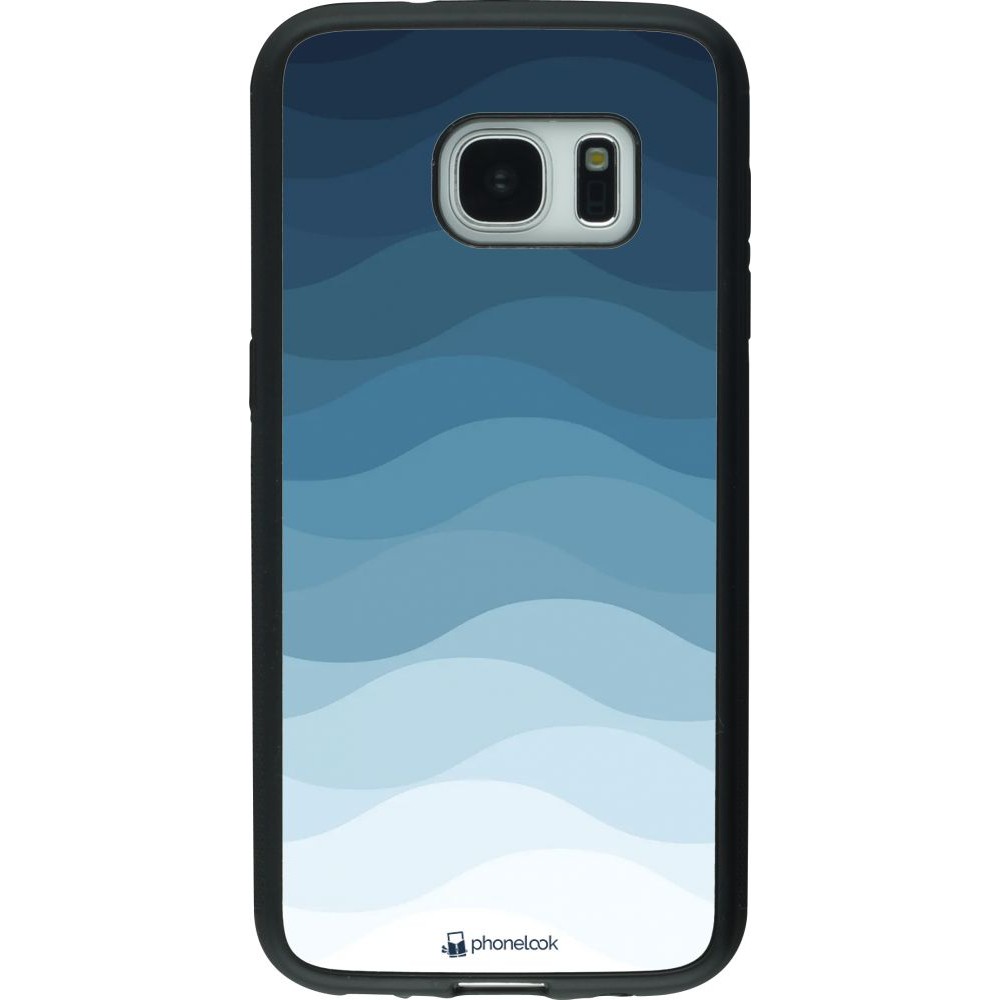 Hülle Samsung Galaxy S7 - Silikon schwarz Flat Blue Waves