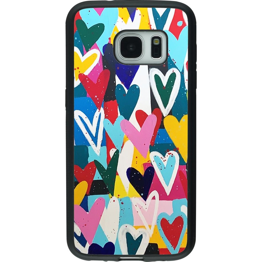 Hülle Samsung Galaxy S7 - Silikon schwarz Joyful Hearts