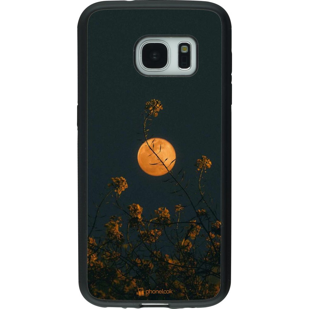 Hülle Samsung Galaxy S7 - Silikon schwarz Moon Flowers