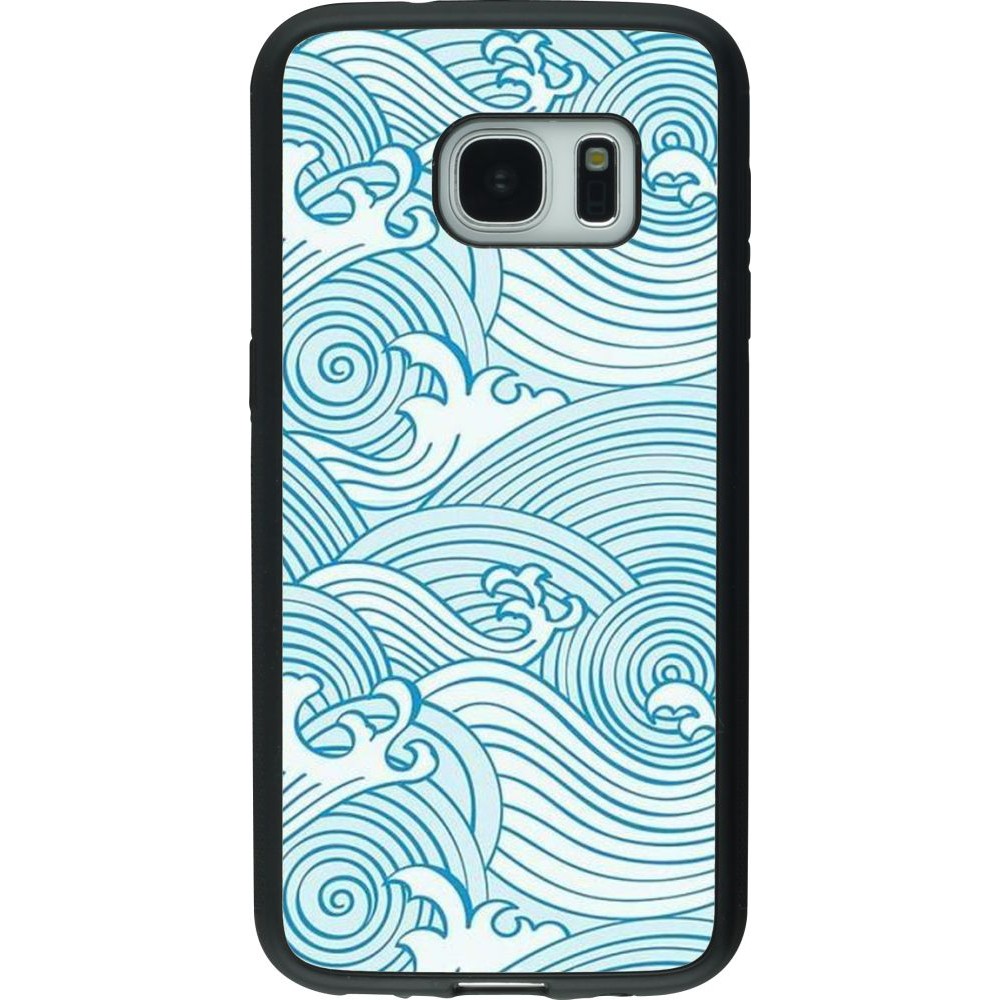 Hülle Samsung Galaxy S7 - Silikon schwarz Ocean Waves