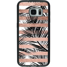 Coque Samsung Galaxy S7 - Silicone rigide noir Palm trees gold stripes