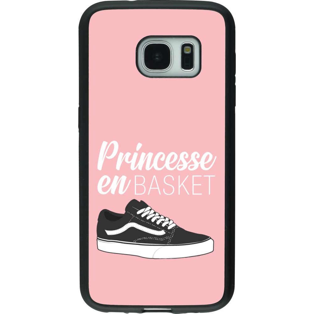 Coque Samsung Galaxy S7 - Silicone rigide noir princesse en basket