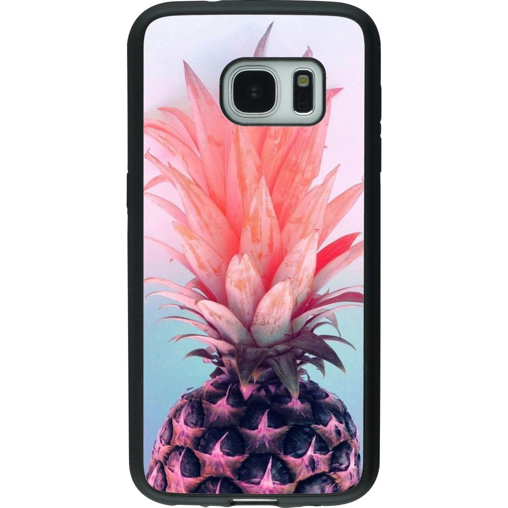 Hülle Samsung Galaxy S7 - Silikon schwarz Purple Pink Pineapple