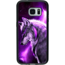Coque Samsung Galaxy S7 - Silicone rigide noir Purple Sky Wolf