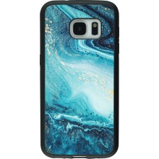 Coque Samsung Galaxy S7 - Silicone rigide noir Sea Foam Blue