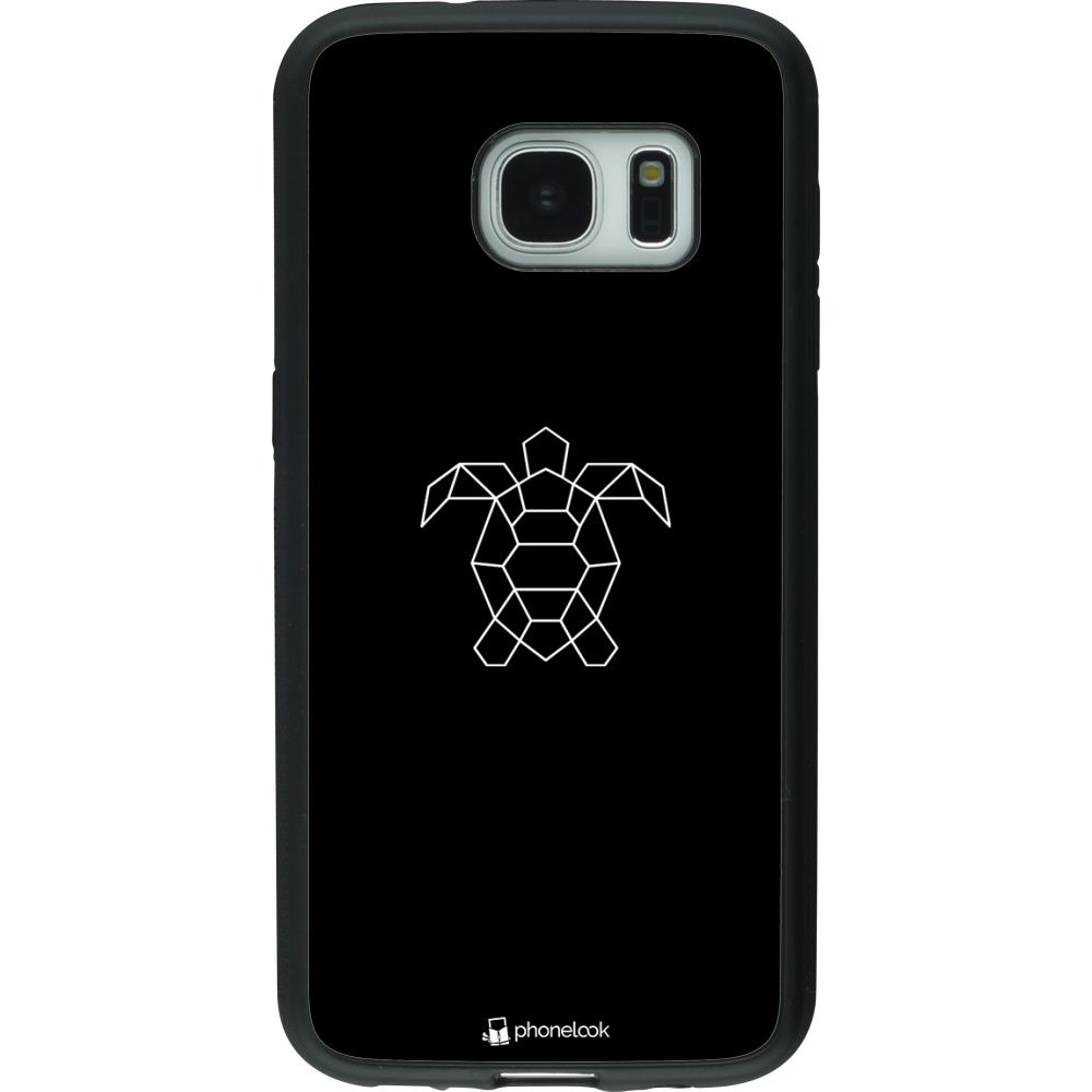 Coque Samsung Galaxy S7 - Silicone rigide noir Turtles lines on black