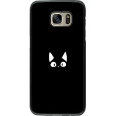 Coque Samsung Galaxy S7 edge - Funny cat on black