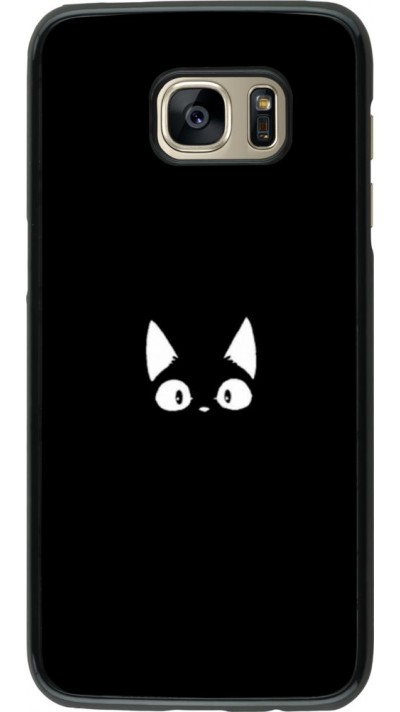 Coque Samsung Galaxy S7 edge - Funny cat on black