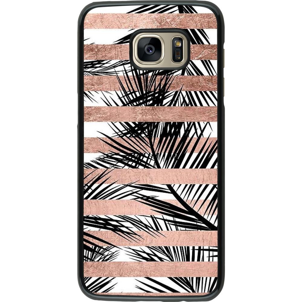 Hülle Samsung Galaxy S7 edge - Palm trees gold stripes