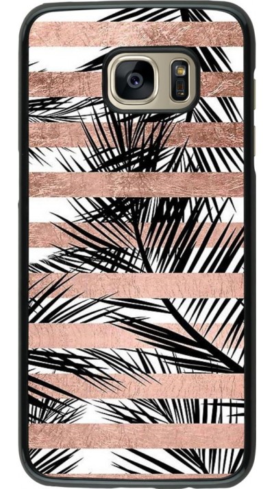 Hülle Samsung Galaxy S7 edge - Palm trees gold stripes