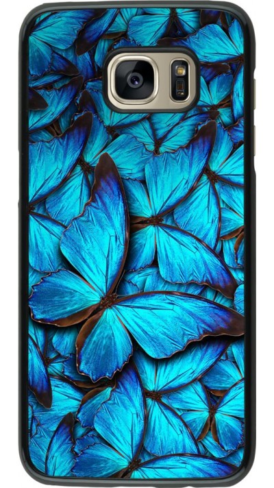 Hülle Samsung Galaxy S7 edge - Papillon - Bleu