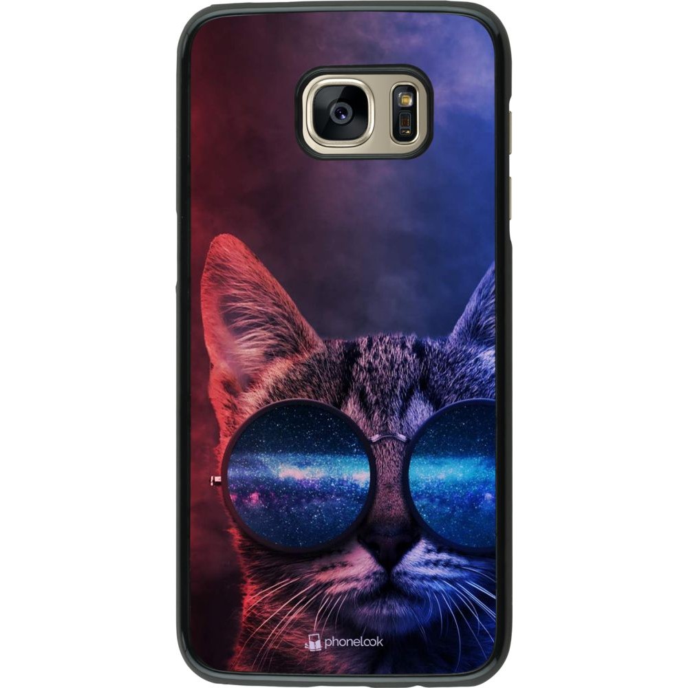 Hülle Samsung Galaxy S7 edge - Red Blue Cat Glasses
