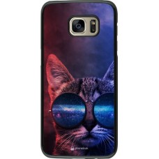Coque Samsung Galaxy S7 edge - Red Blue Cat Glasses