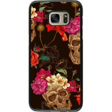 Coque Samsung Galaxy S7 edge - Skulls and flowers