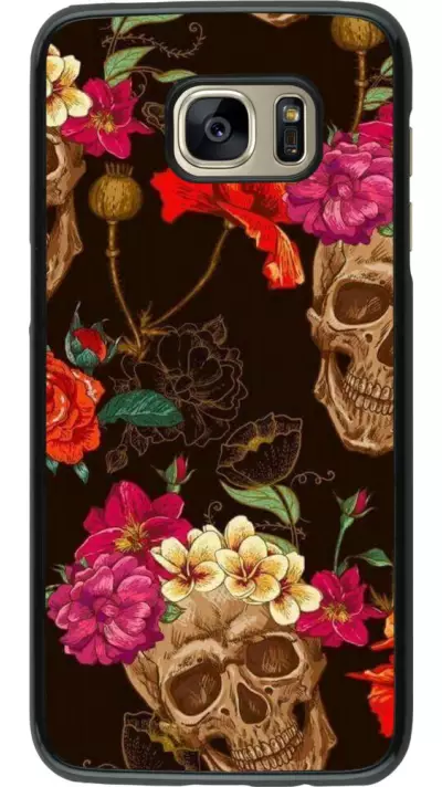 Coque Samsung Galaxy S7 edge - Skulls and flowers
