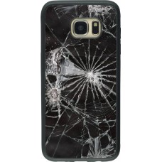 Coque Samsung Galaxy S7 edge - Silicone rigide noir Broken Screen