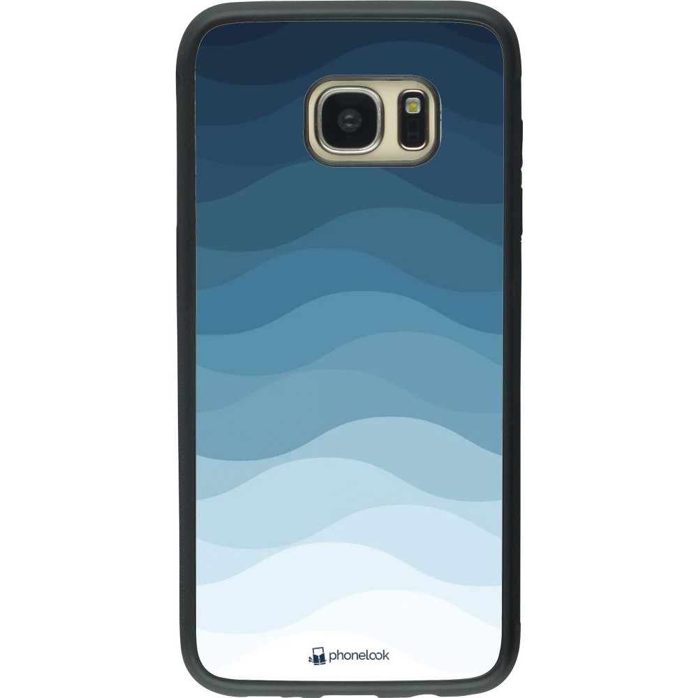 Coque Samsung Galaxy S7 edge - Silicone rigide noir Flat Blue Waves