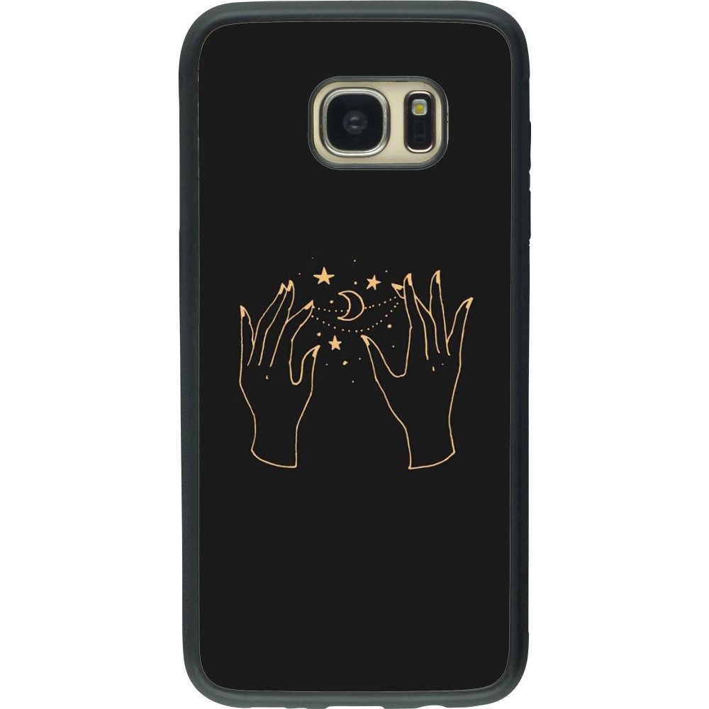 Coque Samsung Galaxy S7 edge - Silicone rigide noir Grey magic hands
