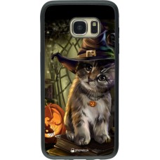 Coque Samsung Galaxy S7 edge - Silicone rigide noir Halloween 21 Witch cat