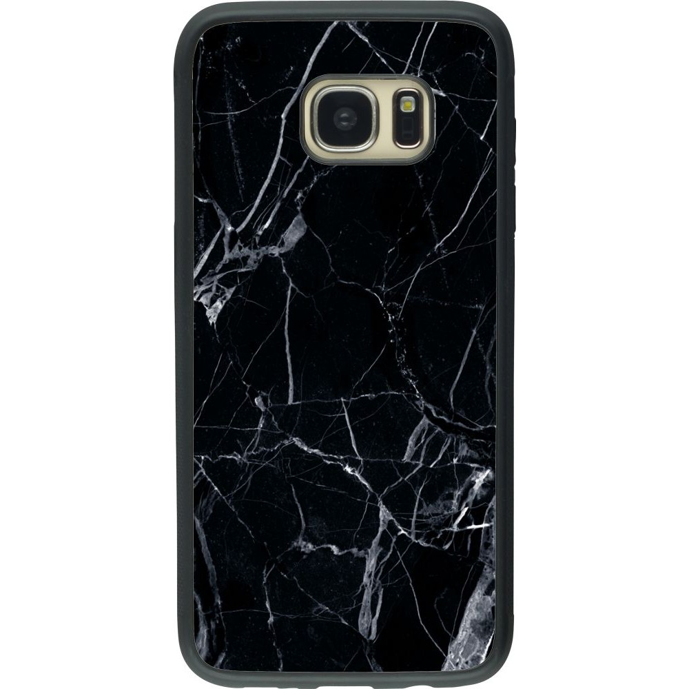 Hülle Samsung Galaxy S7 edge - Silikon schwarz Marble Black 01