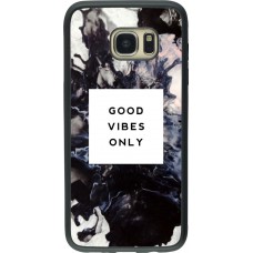 Coque Samsung Galaxy S7 edge - Silicone rigide noir Marble Good Vibes Only