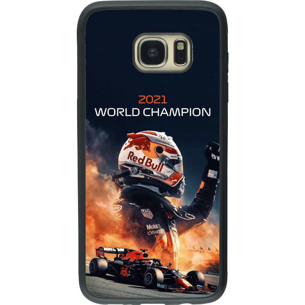 Coque Samsung Galaxy S7 edge - Silicone rigide noir Max Verstappen 2021 World Champion