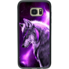 Coque Samsung Galaxy S7 edge - Silicone rigide noir Purple Sky Wolf