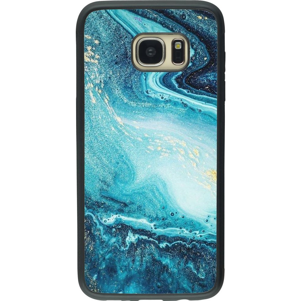 Coque Samsung Galaxy S7 edge - Silicone rigide noir Sea Foam Blue