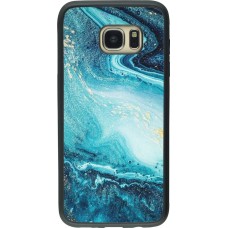 Coque Samsung Galaxy S7 edge - Silicone rigide noir Sea Foam Blue