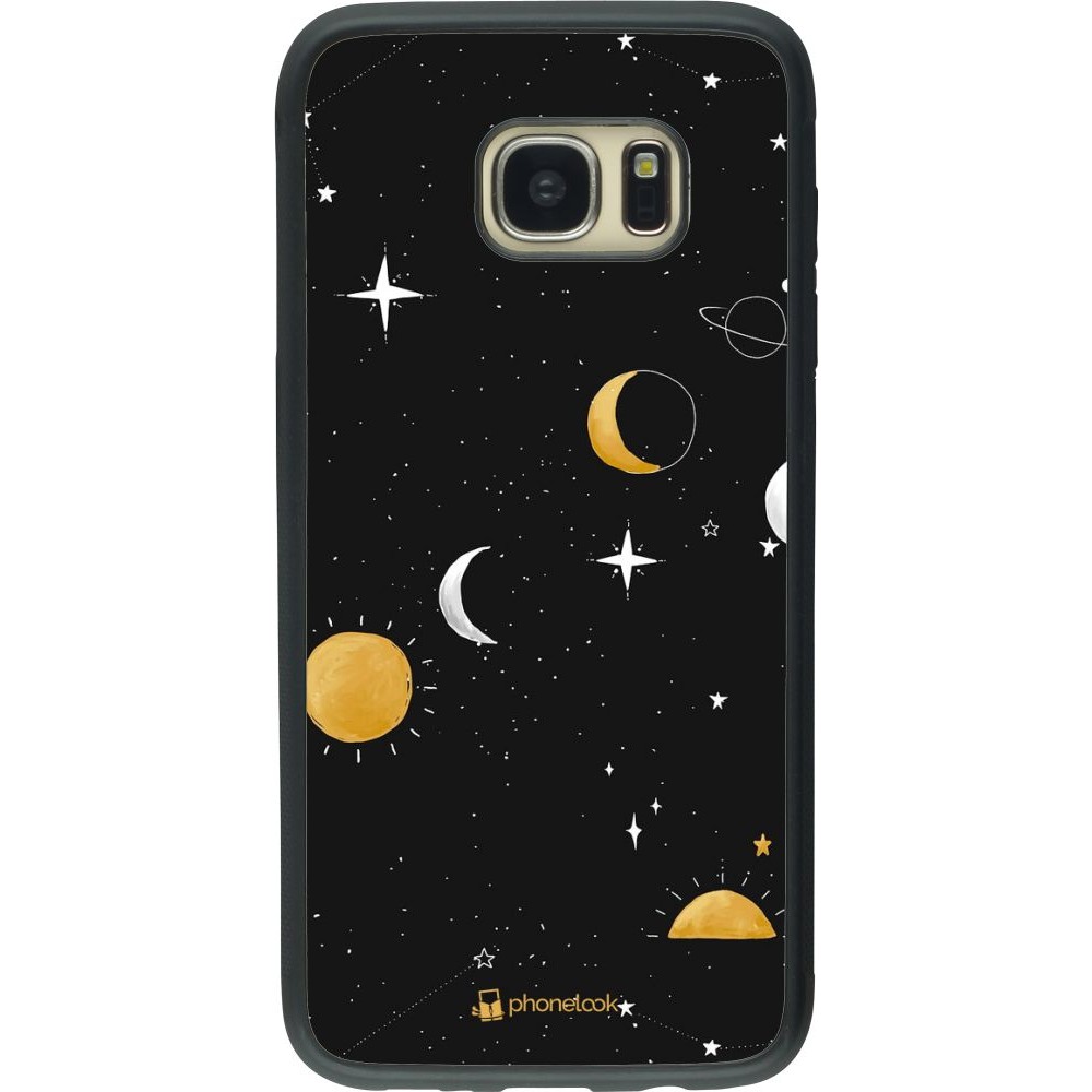 Coque Samsung Galaxy S7 edge - Silicone rigide noir Space Vect- Or