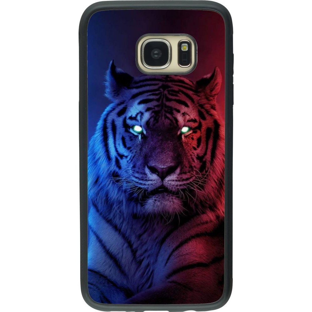 Hülle Samsung Galaxy S7 edge - Silikon schwarz Tiger Blue Red