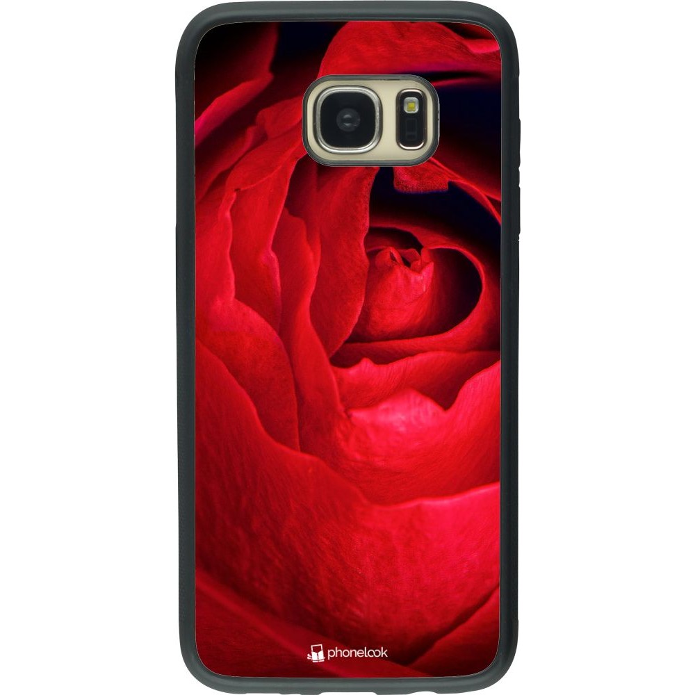 Coque Samsung Galaxy S7 edge - Silicone rigide noir Valentine 2022 Rose