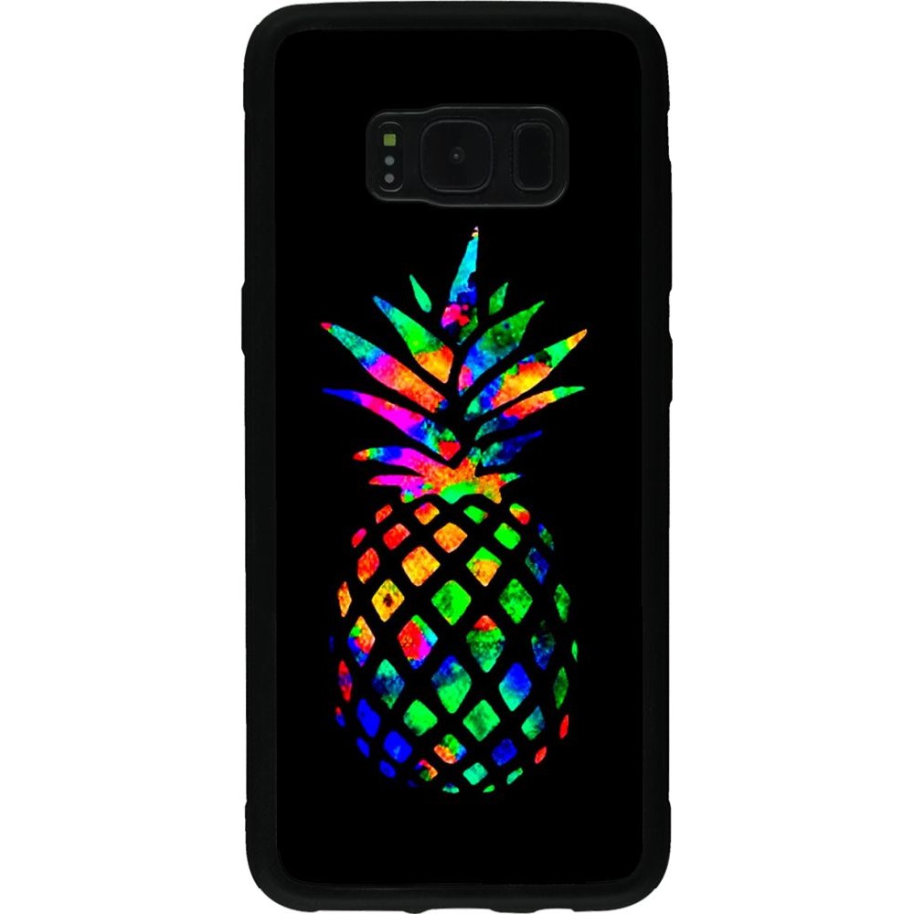 Coque Samsung Galaxy S8 - Silicone rigide noir Ananas Multi-colors