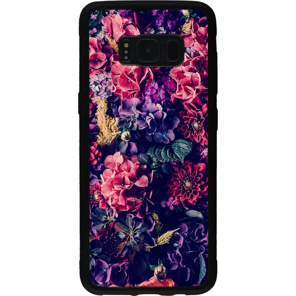 Coque Samsung Galaxy S8 - Silicone rigide noir Flowers Dark