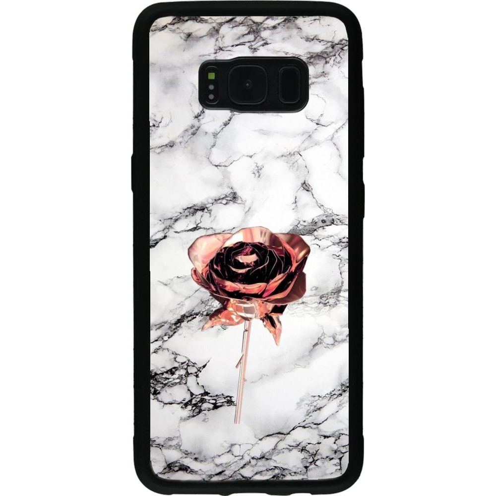 Coque Samsung Galaxy S8 - Silicone rigide noir Marble Rose Gold