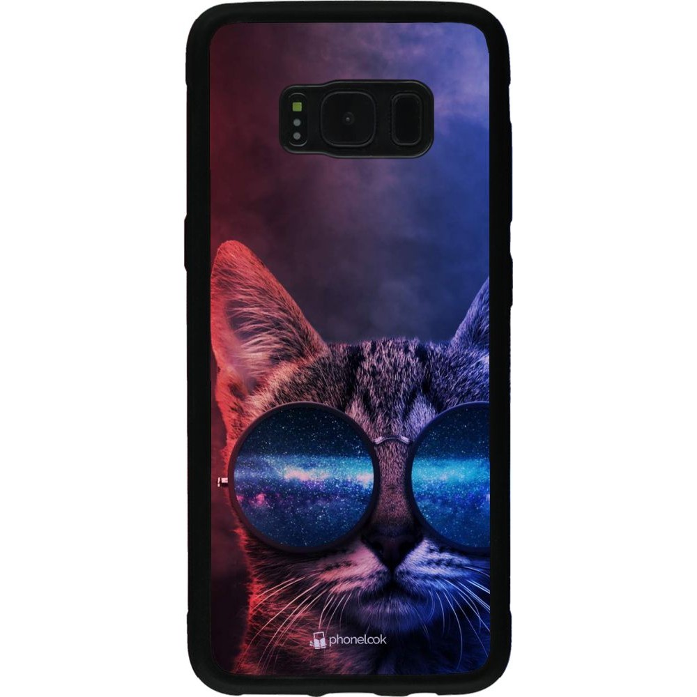 Coque Samsung Galaxy S8 - Silicone rigide noir Red Blue Cat Glasses