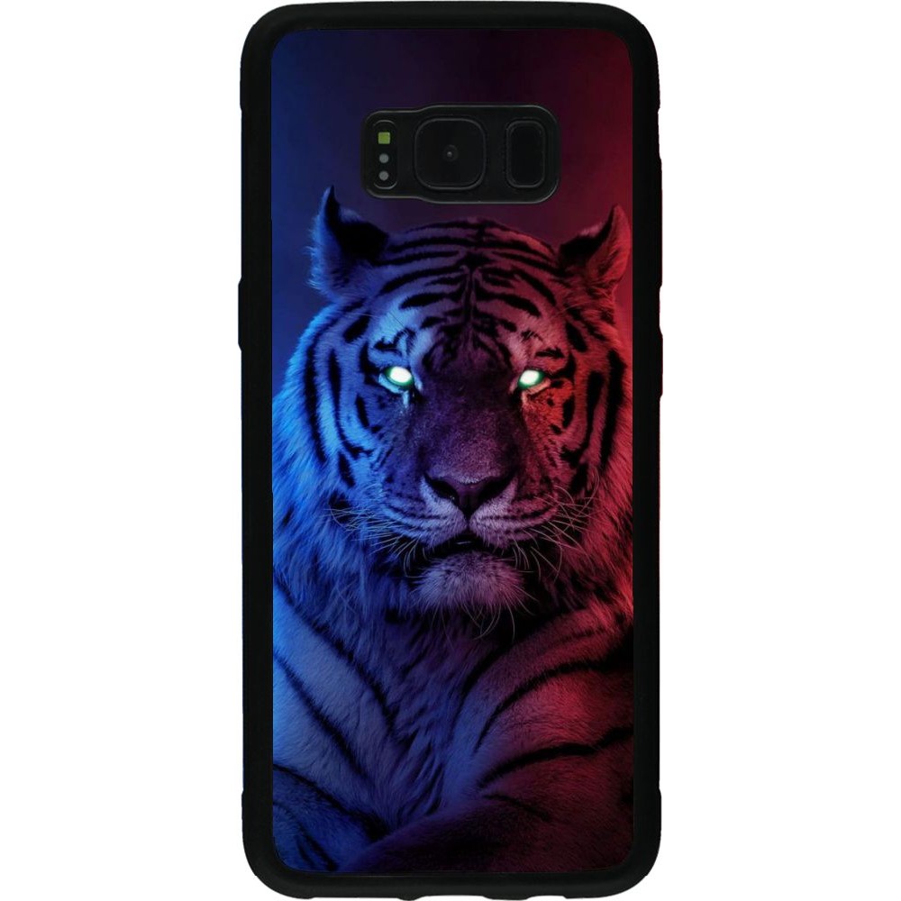 Coque Samsung Galaxy S8 - Silicone rigide noir Tiger Blue Red