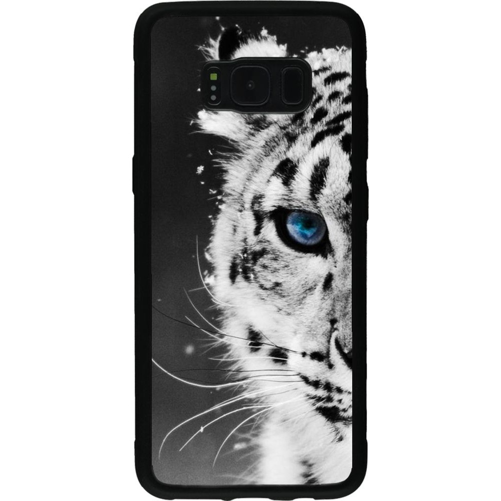 Coque Samsung Galaxy S8 - Silicone rigide noir White tiger blue eye