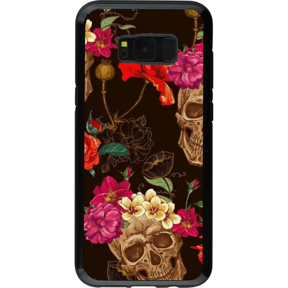 Coque Samsung Galaxy S8+ - Hybrid Armor noir Skulls and flowers