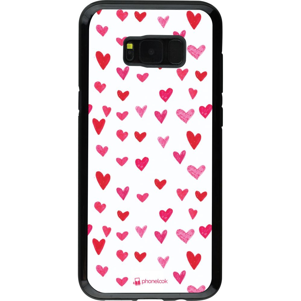 Coque Samsung Galaxy S8+ - Hybrid Armor noir Valentine 2022 Many pink hearts